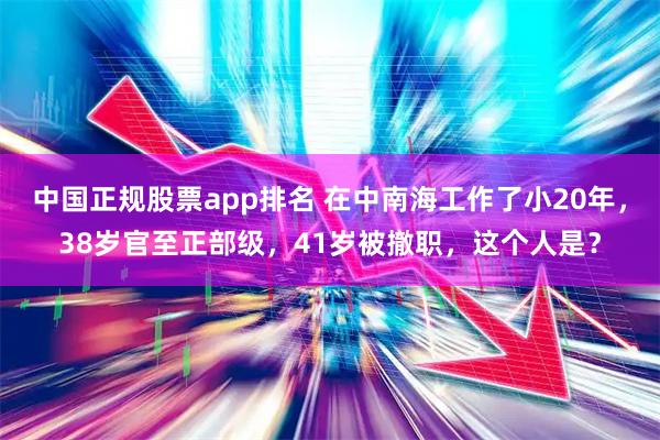 中国正规股票app排名 在中南海工作了小20年，38岁官至正部级，41岁被撤职，这个人是？
